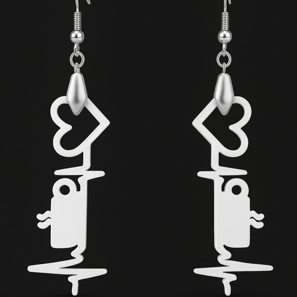 Coffee Lover Dangle Earrings 925 Silver Hooks – Lightweight 3D-Printed Black - Picture 2 of 3